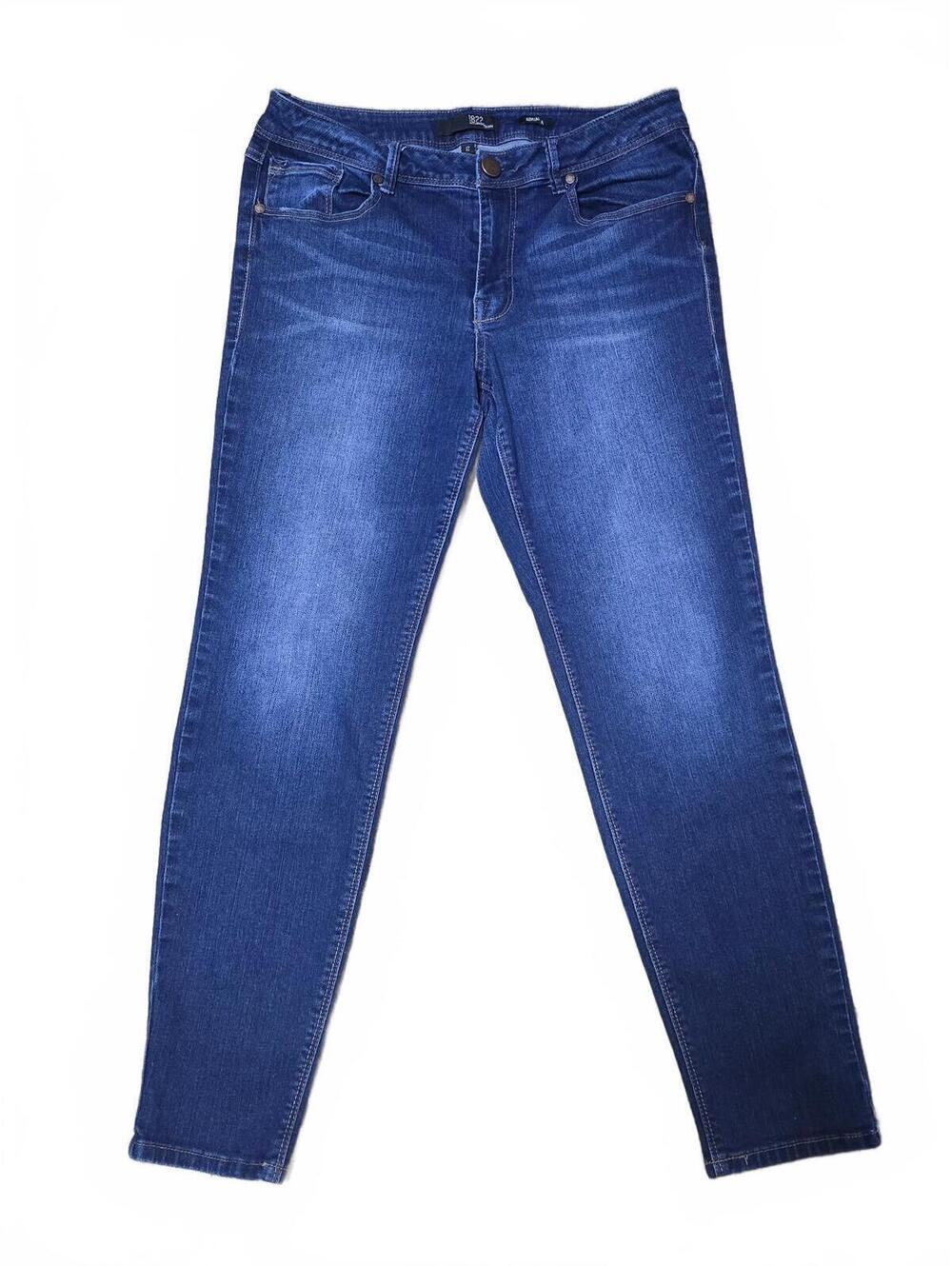 1822 Denim Adriana Skinny Jeans Size 12 Dark Wash Plain Back Pockets Blue Denim